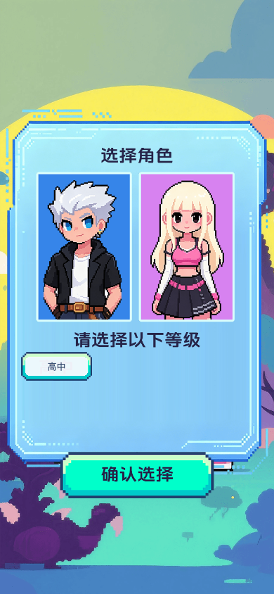 Letter World role and high-school level selection screen.